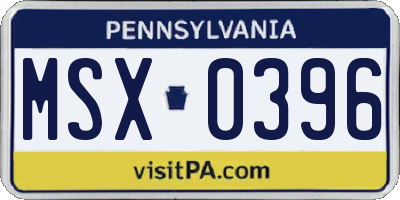 PA license plate MSX0396