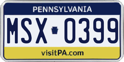 PA license plate MSX0399