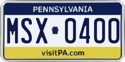 PA license plate MSX0400