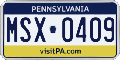 PA license plate MSX0409