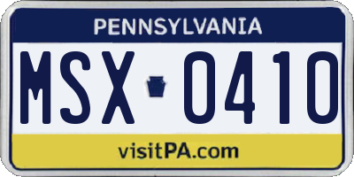 PA license plate MSX0410