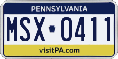 PA license plate MSX0411