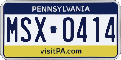 PA license plate MSX0414