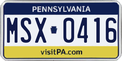 PA license plate MSX0416