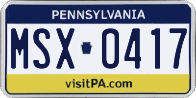 PA license plate MSX0417