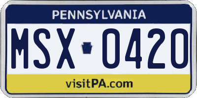 PA license plate MSX0420