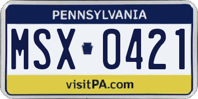 PA license plate MSX0421