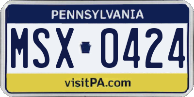 PA license plate MSX0424