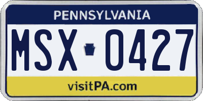 PA license plate MSX0427