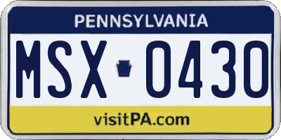 PA license plate MSX0430