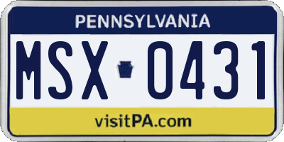PA license plate MSX0431
