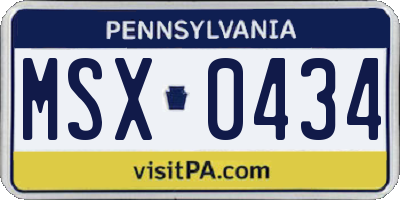 PA license plate MSX0434