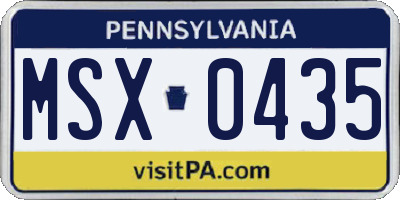 PA license plate MSX0435