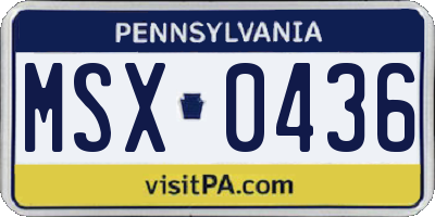 PA license plate MSX0436