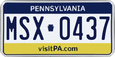 PA license plate MSX0437