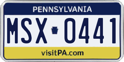 PA license plate MSX0441