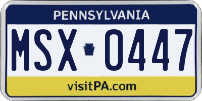 PA license plate MSX0447