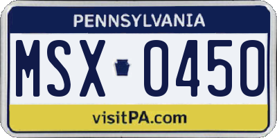 PA license plate MSX0450