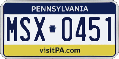 PA license plate MSX0451