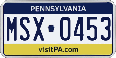 PA license plate MSX0453