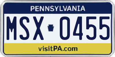 PA license plate MSX0455