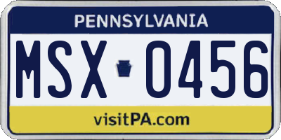 PA license plate MSX0456