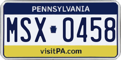 PA license plate MSX0458