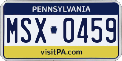 PA license plate MSX0459