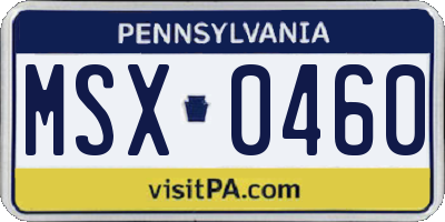 PA license plate MSX0460