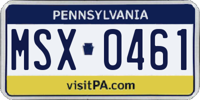 PA license plate MSX0461