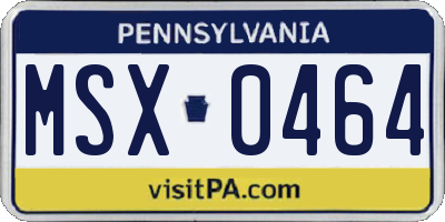 PA license plate MSX0464