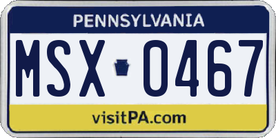 PA license plate MSX0467