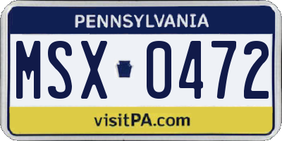 PA license plate MSX0472