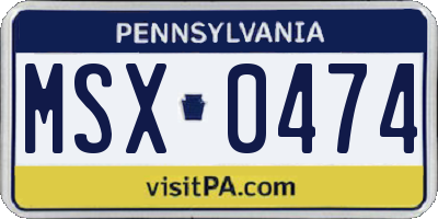 PA license plate MSX0474