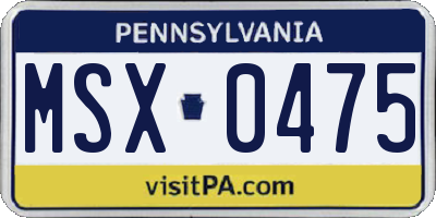 PA license plate MSX0475
