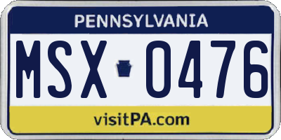 PA license plate MSX0476