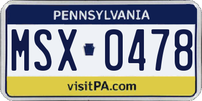 PA license plate MSX0478