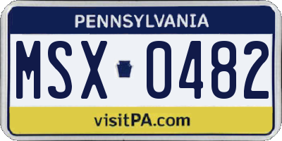 PA license plate MSX0482