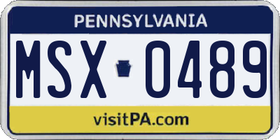 PA license plate MSX0489