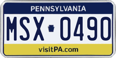 PA license plate MSX0490