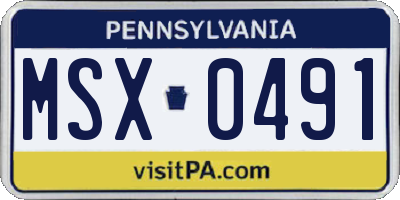 PA license plate MSX0491