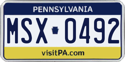 PA license plate MSX0492