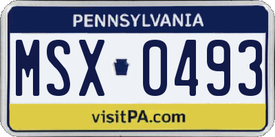 PA license plate MSX0493