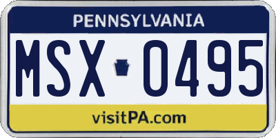PA license plate MSX0495