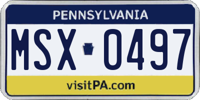 PA license plate MSX0497