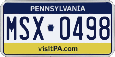 PA license plate MSX0498