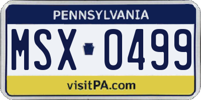 PA license plate MSX0499