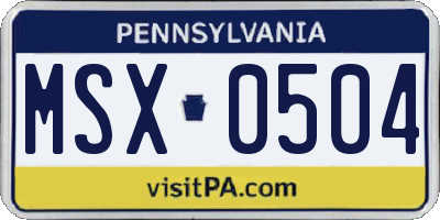 PA license plate MSX0504