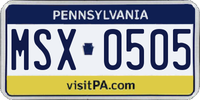 PA license plate MSX0505