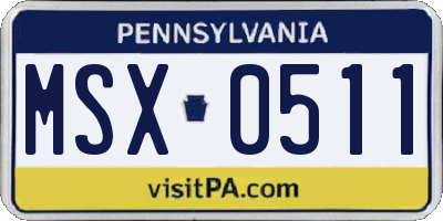 PA license plate MSX0511